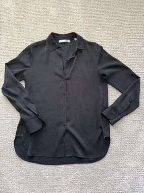 Vince Black Silk Button-Up Blouse